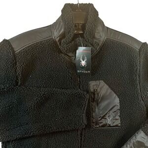 Spyder Mens Fleece Jacket Full Zip Sherpa Black Small NEW $129